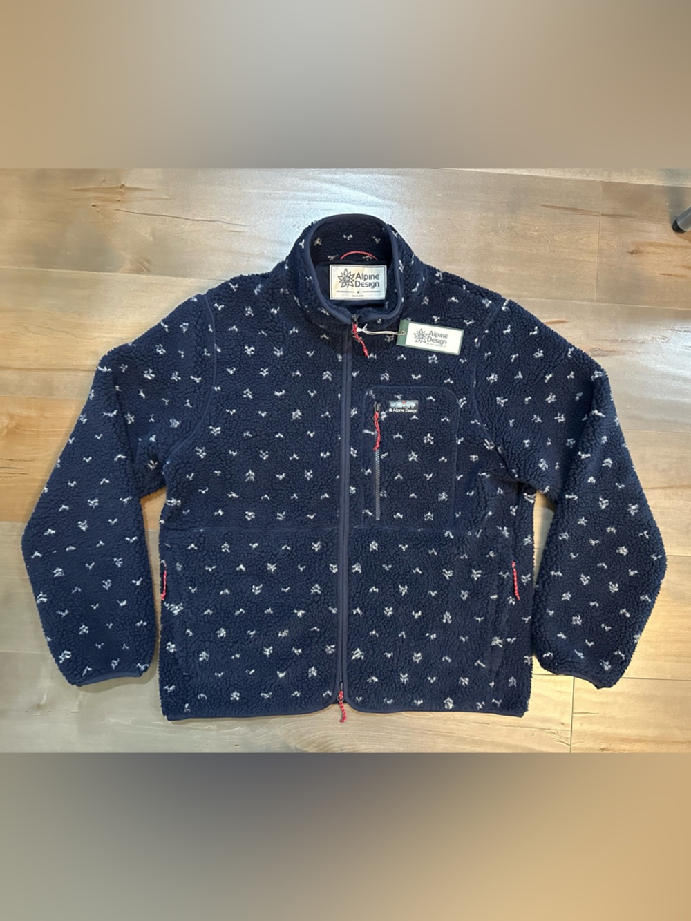 Alpine Design Navy Patterned Sherpa Jacket with Subtle Light Pattern - Picture 7 of 14